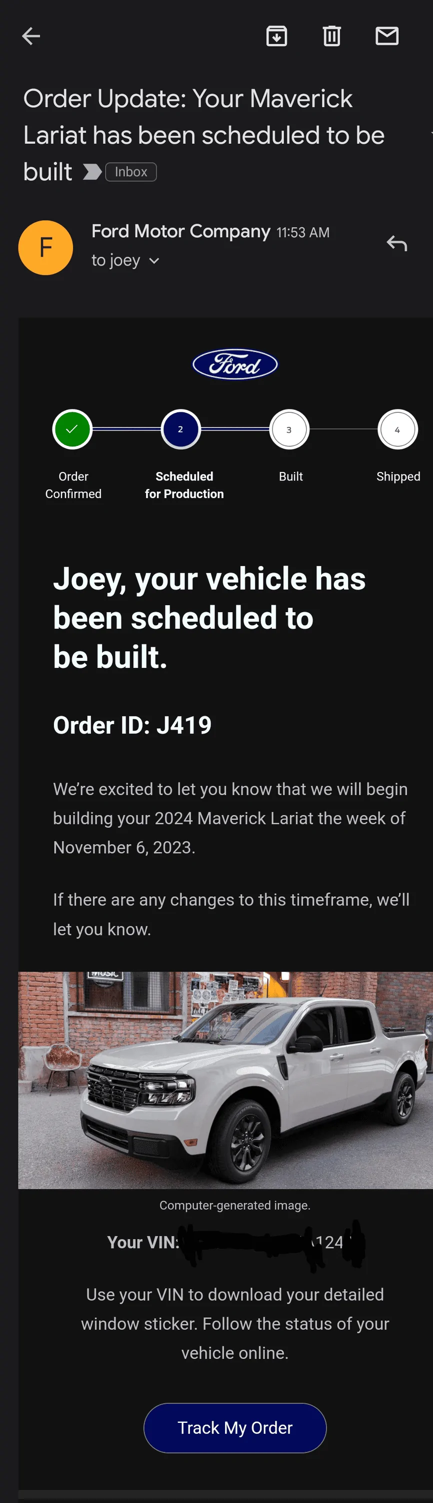 Ford Maverick 9/14/23 Scheduling Email Received Group [EMAILS NOW ARRIVING!] Ford Email