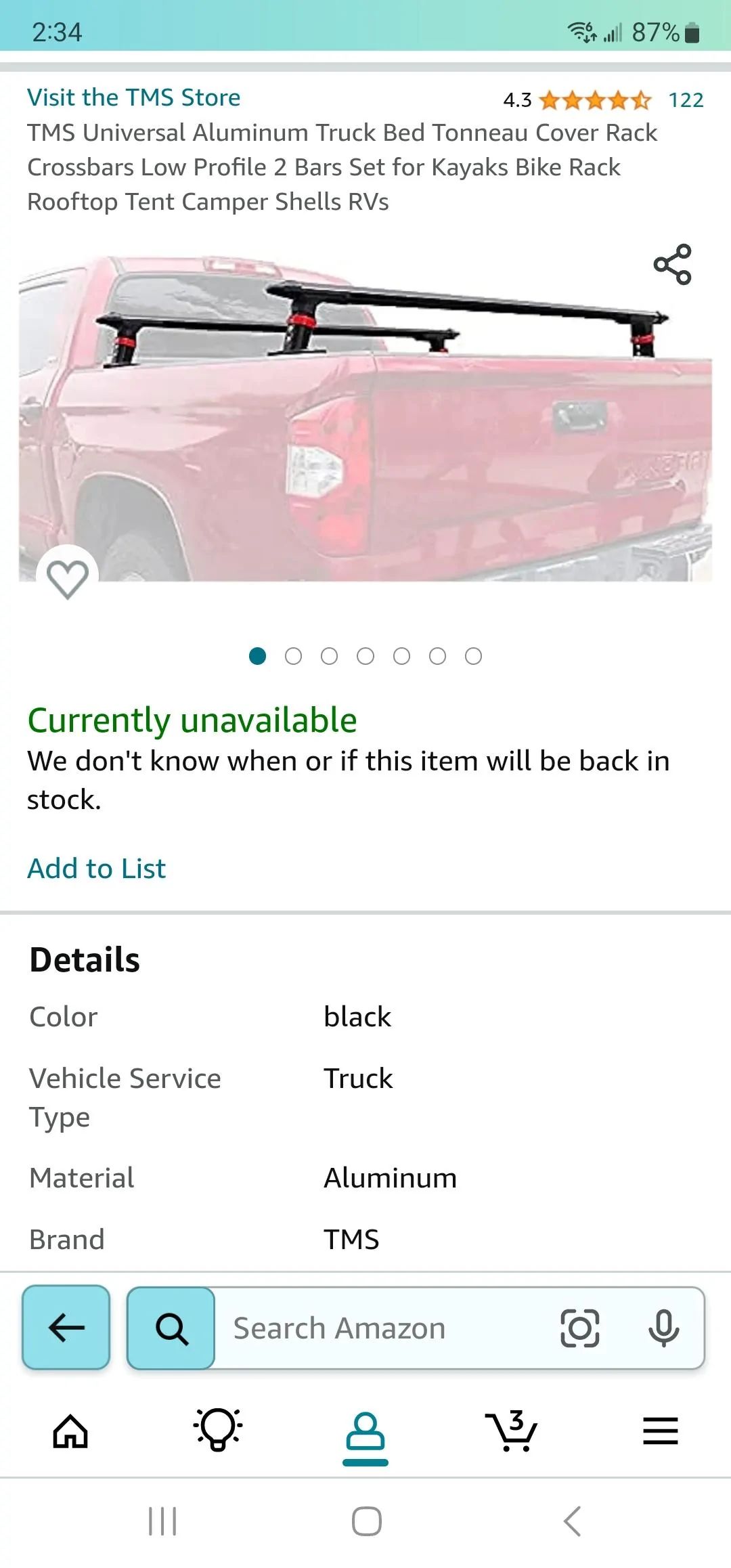 Ford Maverick Bed rack Screenshot_20230918_143436_Amazon Shopping