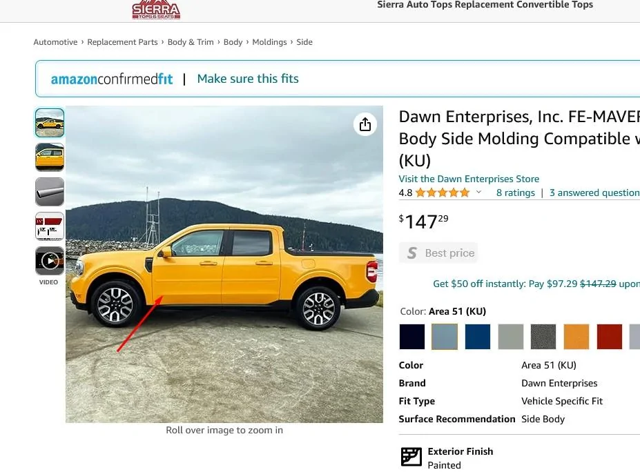 Ford Maverick Door ding protectors Maverick_Molding