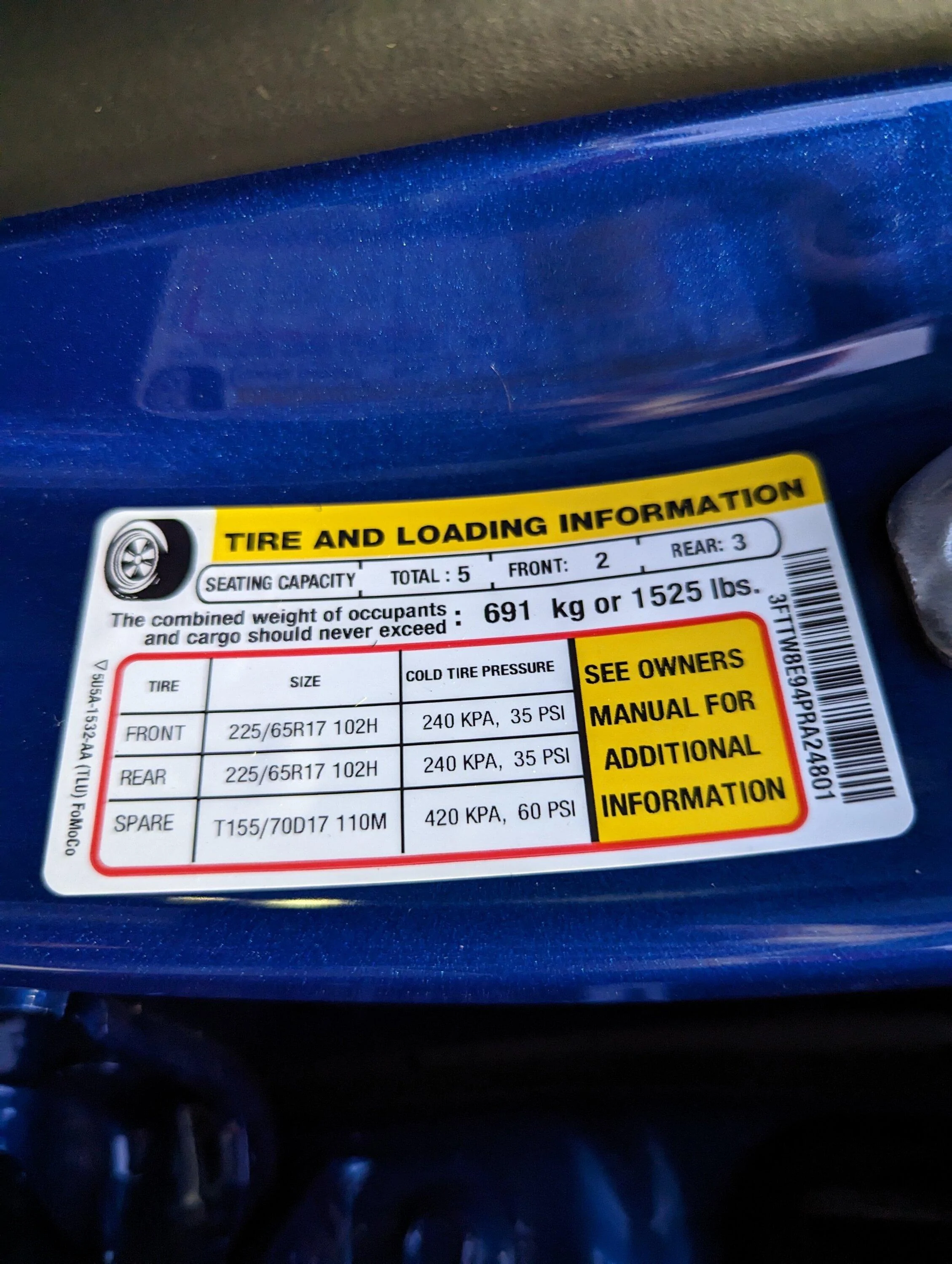 Ford Maverick Post your Payload Label Stickers Here PXL_20230407_111955446