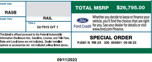 Ford Maverick Production Date? Windows Sticker on 2023-09-11