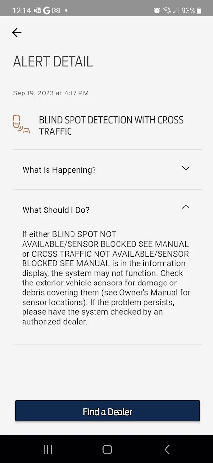 Ford Maverick FordPass Monitor says Blind Spot Detection with Cross Traffic not functioning 1695226739806