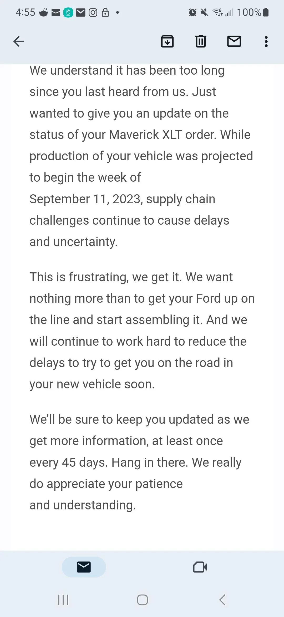 Ford Maverick Order shipped estimate delivery 1989? 1000002169