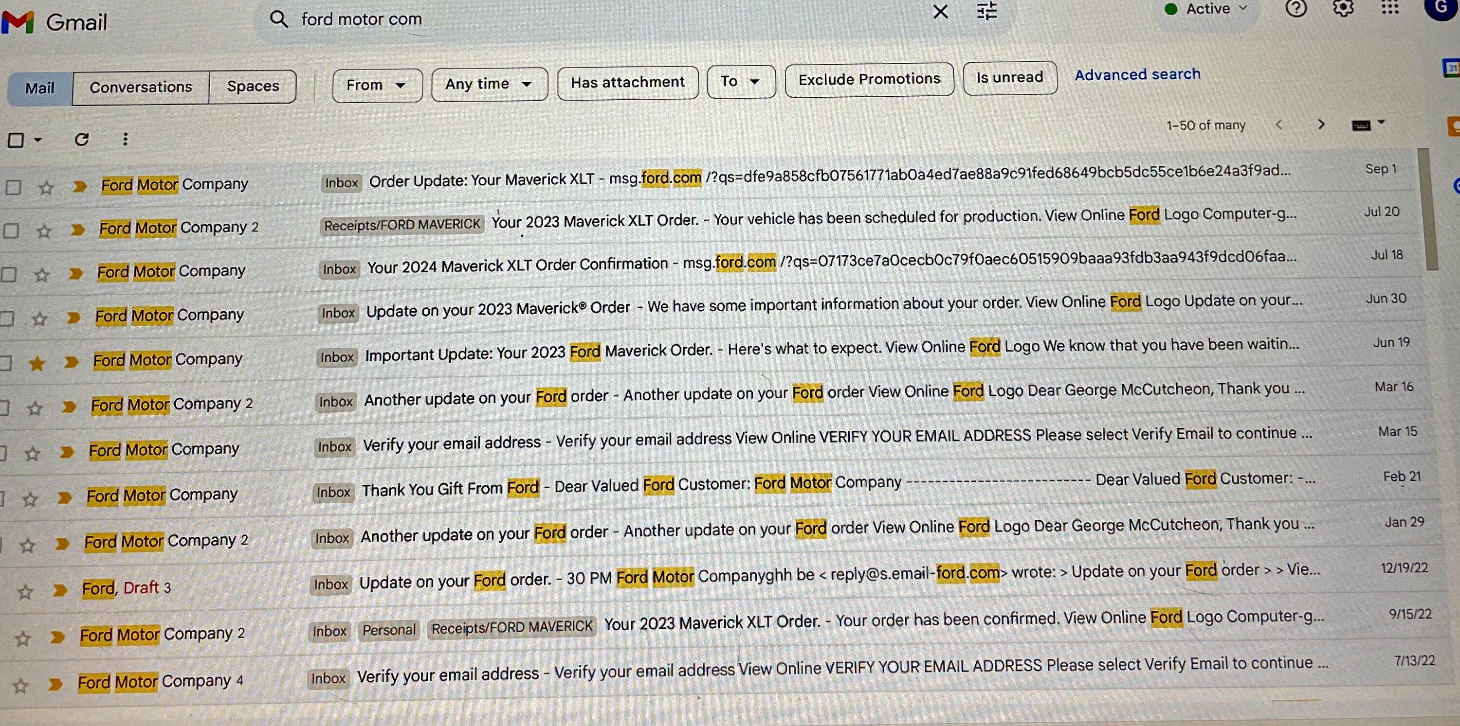 Ford Maverick How many email's do you get from FORD before you get your Maverick? IMG-7543