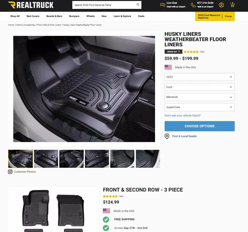 Ford Maverick Husky floor mat set $125 at real truck. Canceled got smartliners mats2