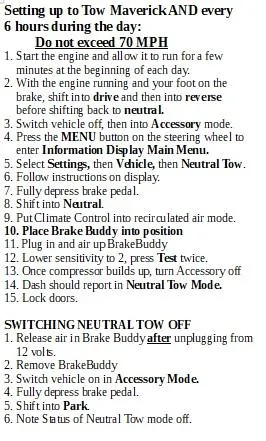 Ford Maverick Neutral tow mode - HELP! tow card pictur