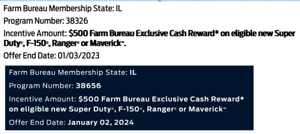 Ford Maverick Farm Bureau Discount -  Post Purchase Farm Bureau Offer End Dates on 2022, 2023 Certificates