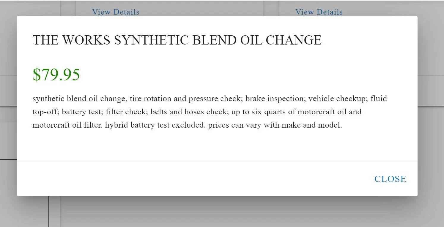 Ford Maverick OIL CHANGE PRICE Screenshot 2023-10-05 172728