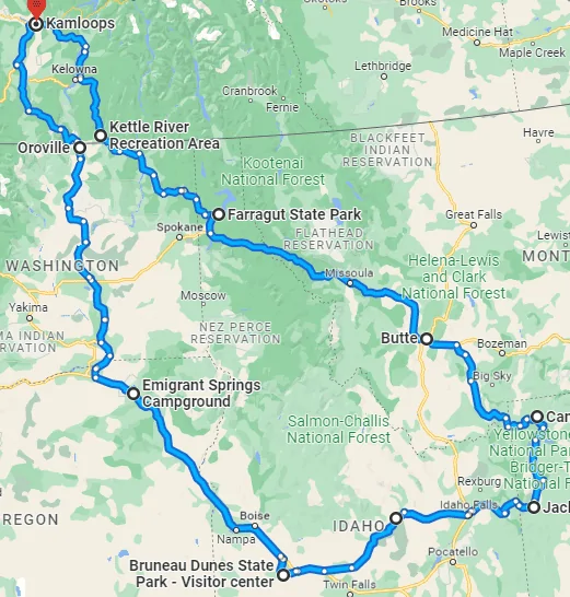 Ford Maverick 2657 miles, 5 states, 2700lb travel trailer, Maverick EcoBoost map2