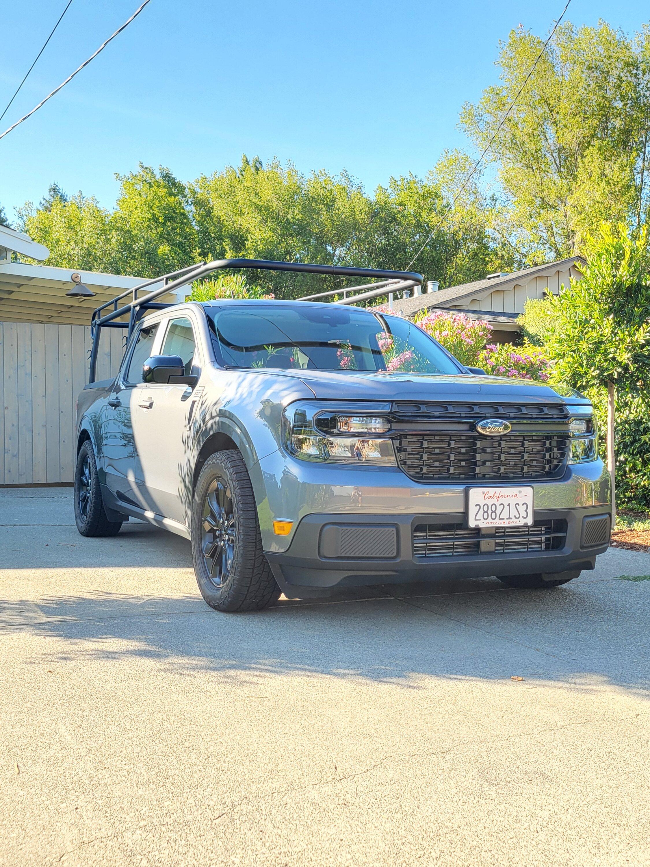 Ford Maverick Lowered XLT AWD with Lumber Rack -- H&R Super Sport Springs, Falken 255/55/18 20230812_174732