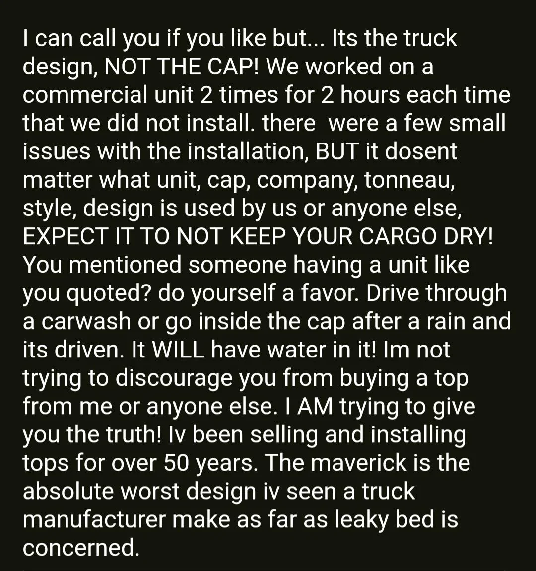 Ford Maverick Leaky bed with any cover? Screenshot_20231009_193229_Gmail