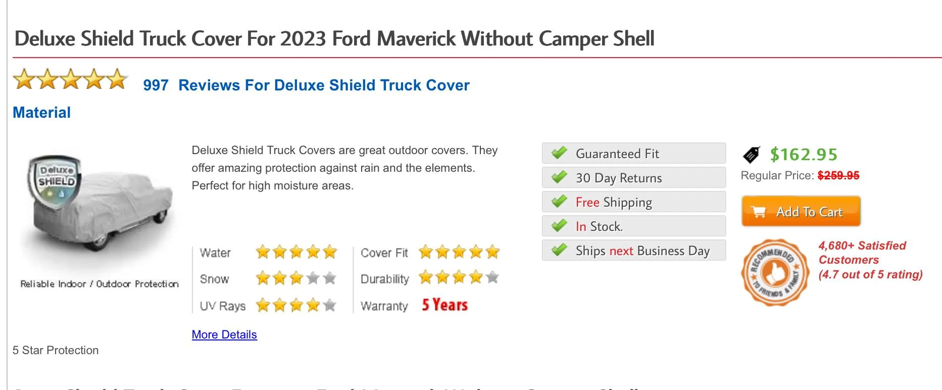 Ford Maverick Truck Vehicle Cover recommendations? IMG_0237