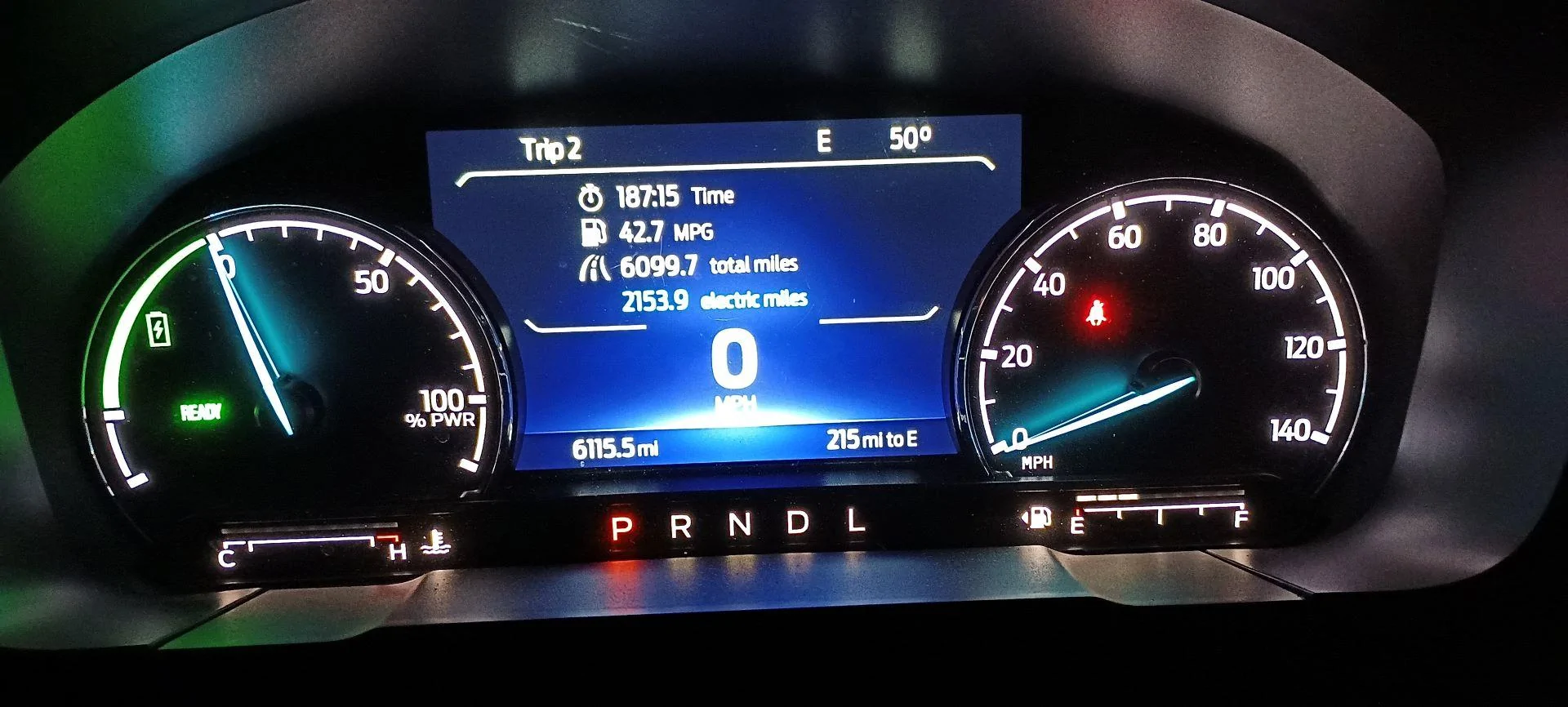 Ford Maverick First Oil Change on Hybrid Maverick XLT -- my notes / tips Hybrid Mav Trip 2 Screen
