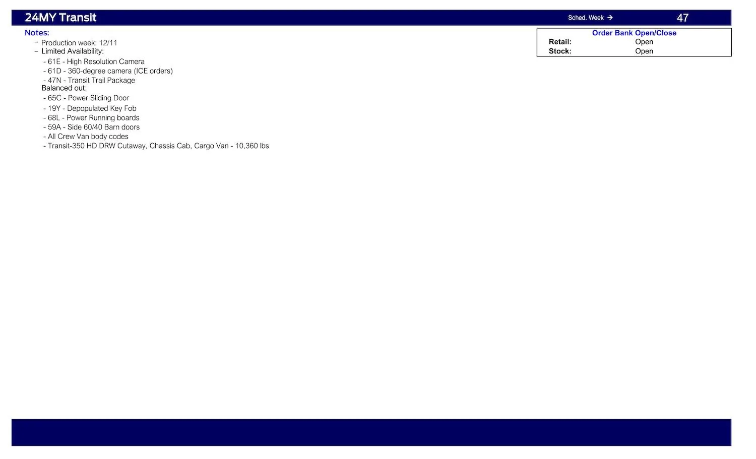 Ford Maverick Maverick Scheduling This Week (10/19/23) for Production Weeks 12/4 - 12/25 Ford Scheduling Notes - 10.16.23-4