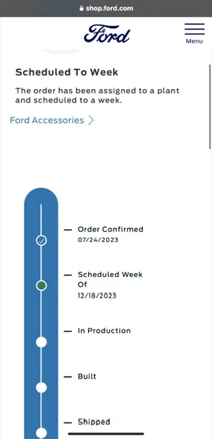 Ford Maverick Maverick Scheduling This Week (10/19/23) for Production Weeks 12/4 - 12/25 IMG_2095