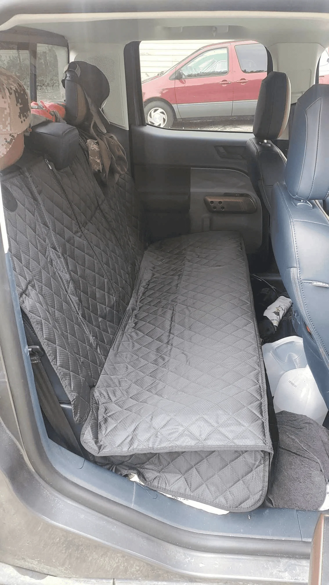Ford Maverick PERFECT rear seat cover found! No more dragging rifle cases right over my nice "leather" seats! 1697743695305
