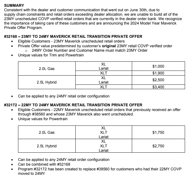 Ford Maverick 2024 FORD MAVERICK PRIVATE OFFER DETAILS Screenshot 2023-10-20 113403