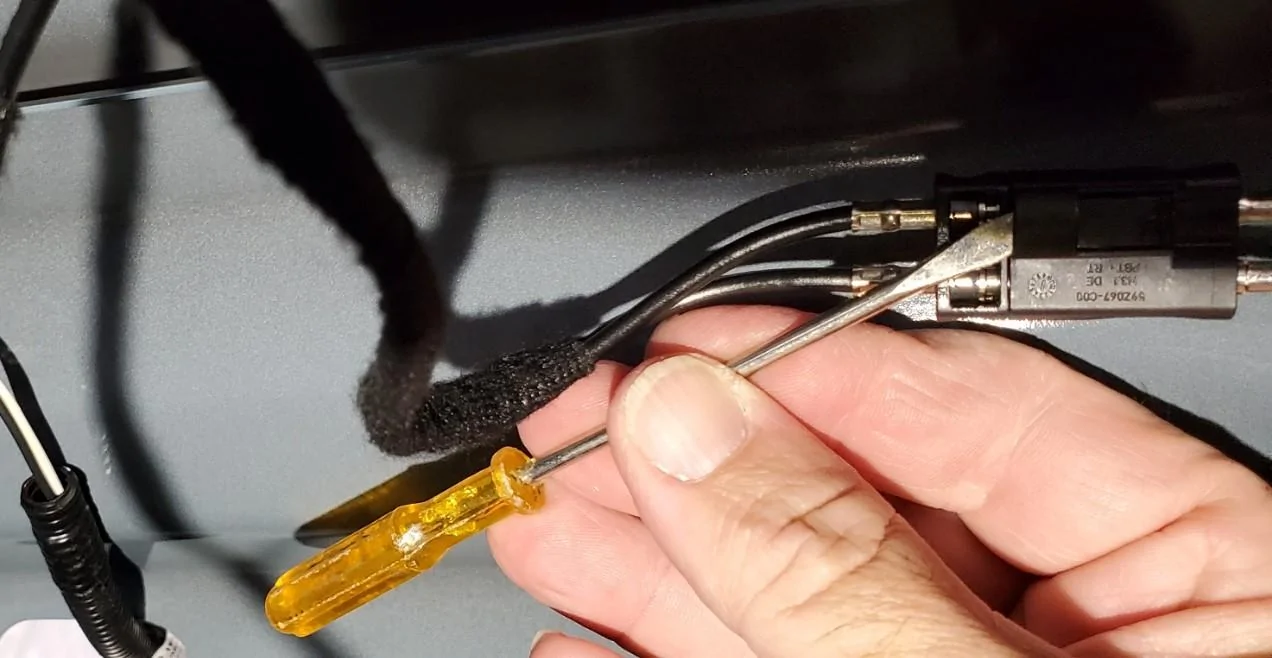 Ford Maverick Headliner, antenna, dome light removal Antenna wire remov