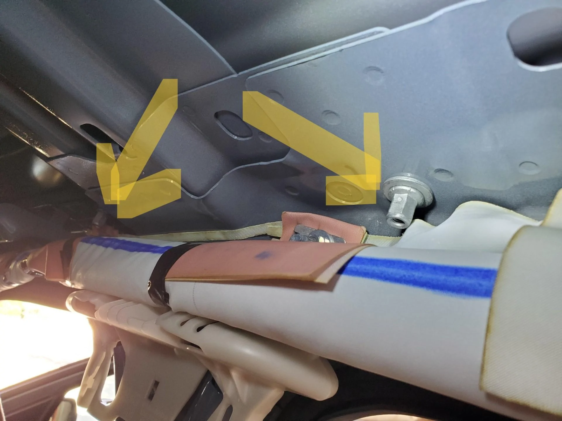Ford Maverick Headliner, antenna, dome light removal Drip rail bolts