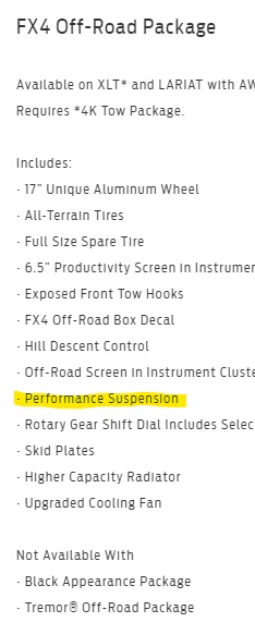 Ford Maverick Fx4 "performance suspension" vs xlt awd suspension? Screenshot 2023-10-21 165633