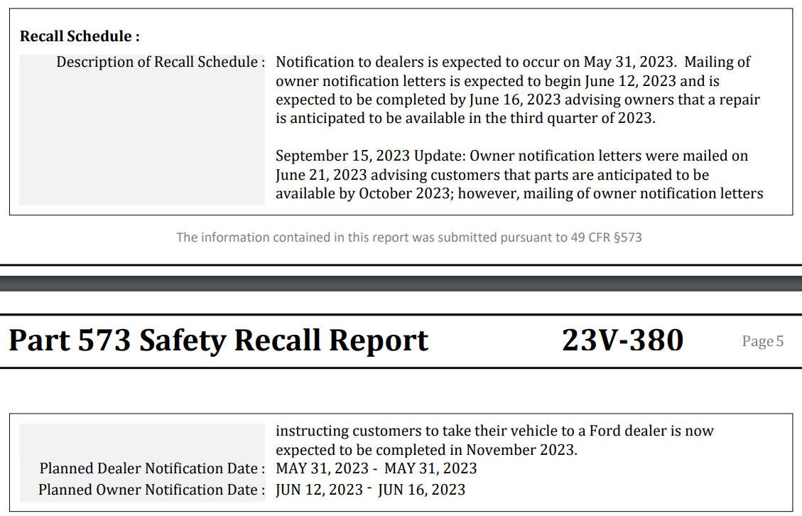Ford Maverick Campaign/NHTSA # 23S27/23V380 1698171719785