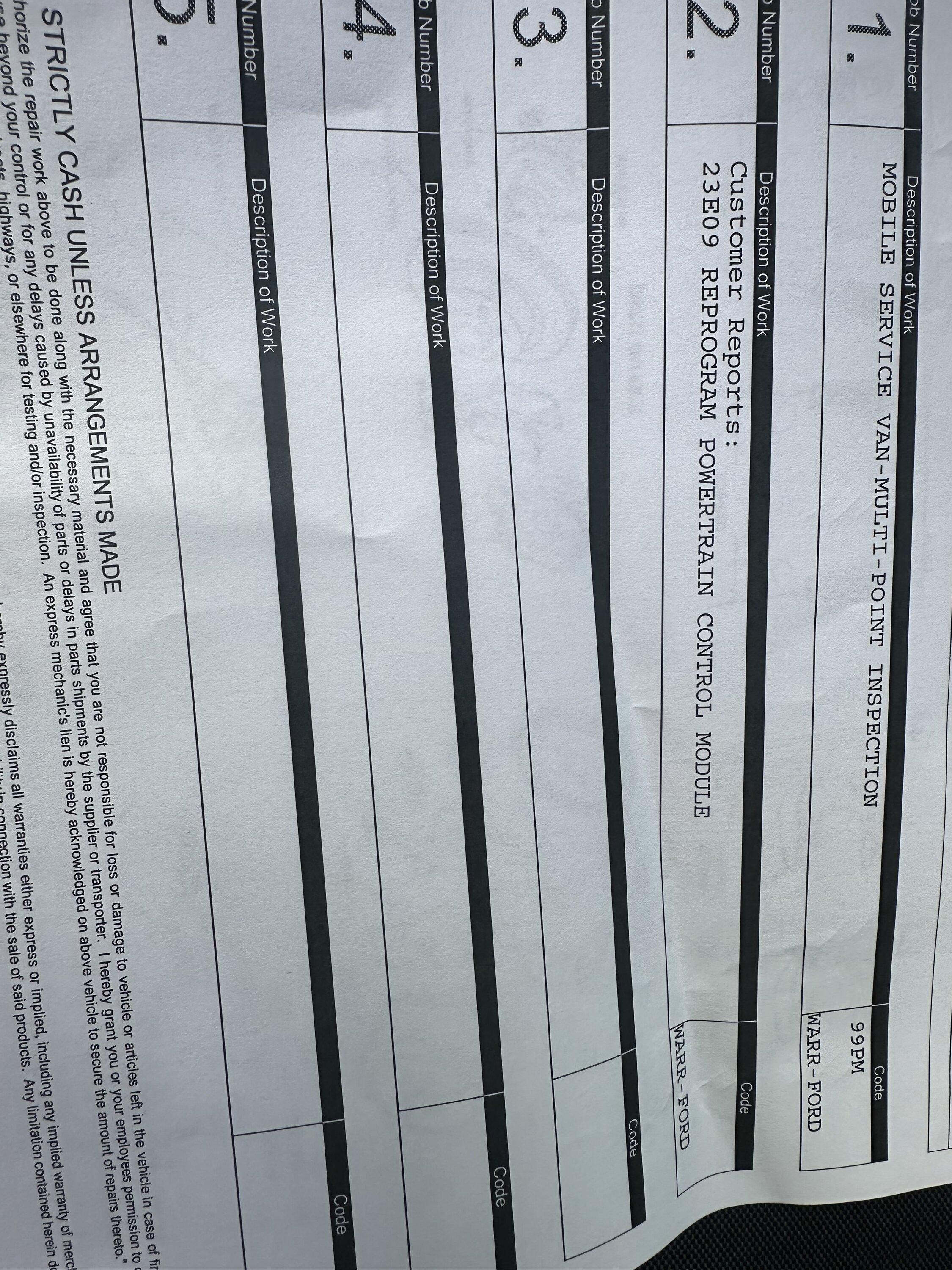 Ford Maverick Got my Emission recall software update today via mobile service IMG_9449