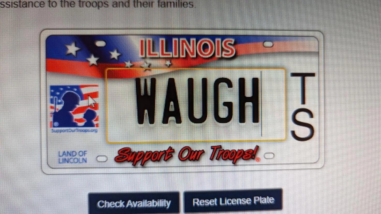 Ford Maverick Personalized license plate IL Waughts plat
