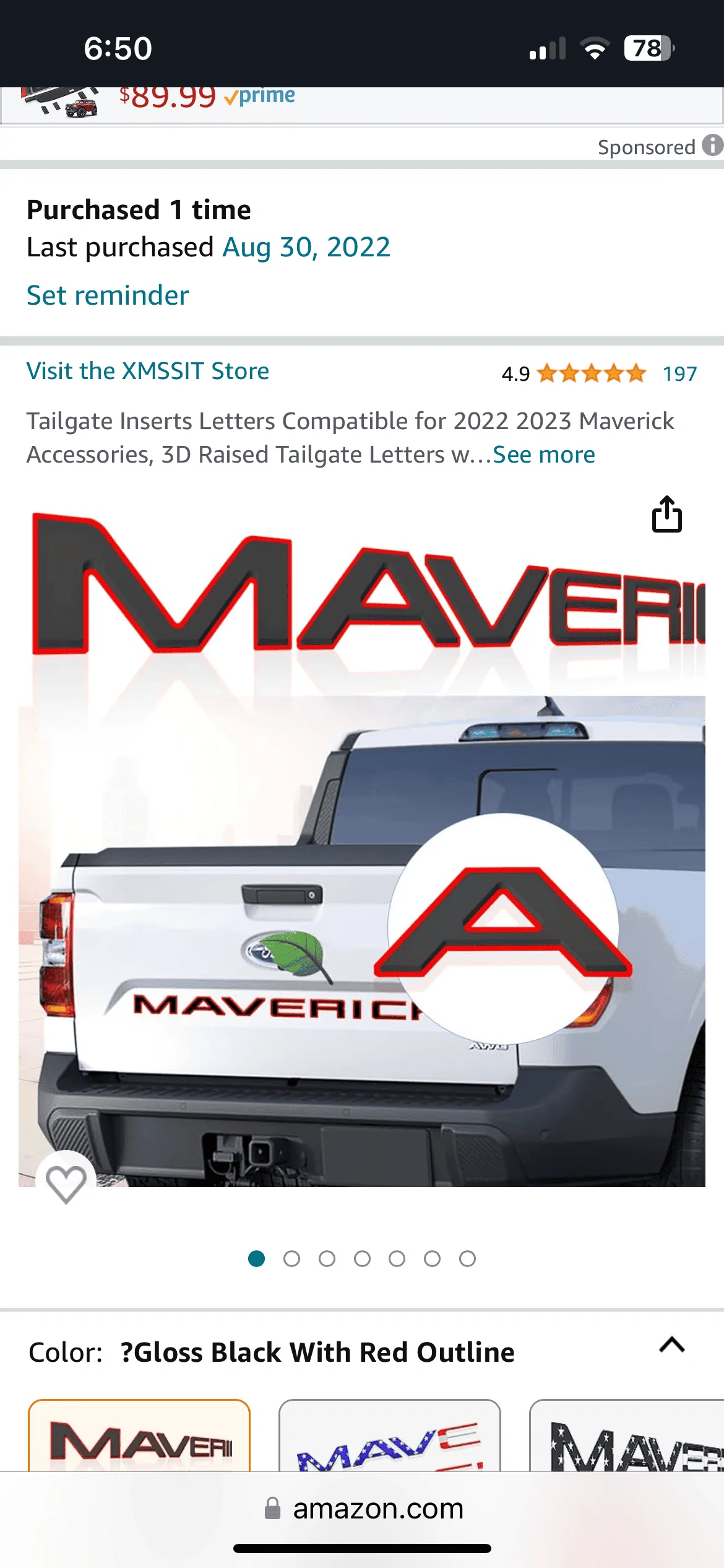 Ford Maverick Added tailgate letters : black lettering with orange-ish /red outlines IMG_1265