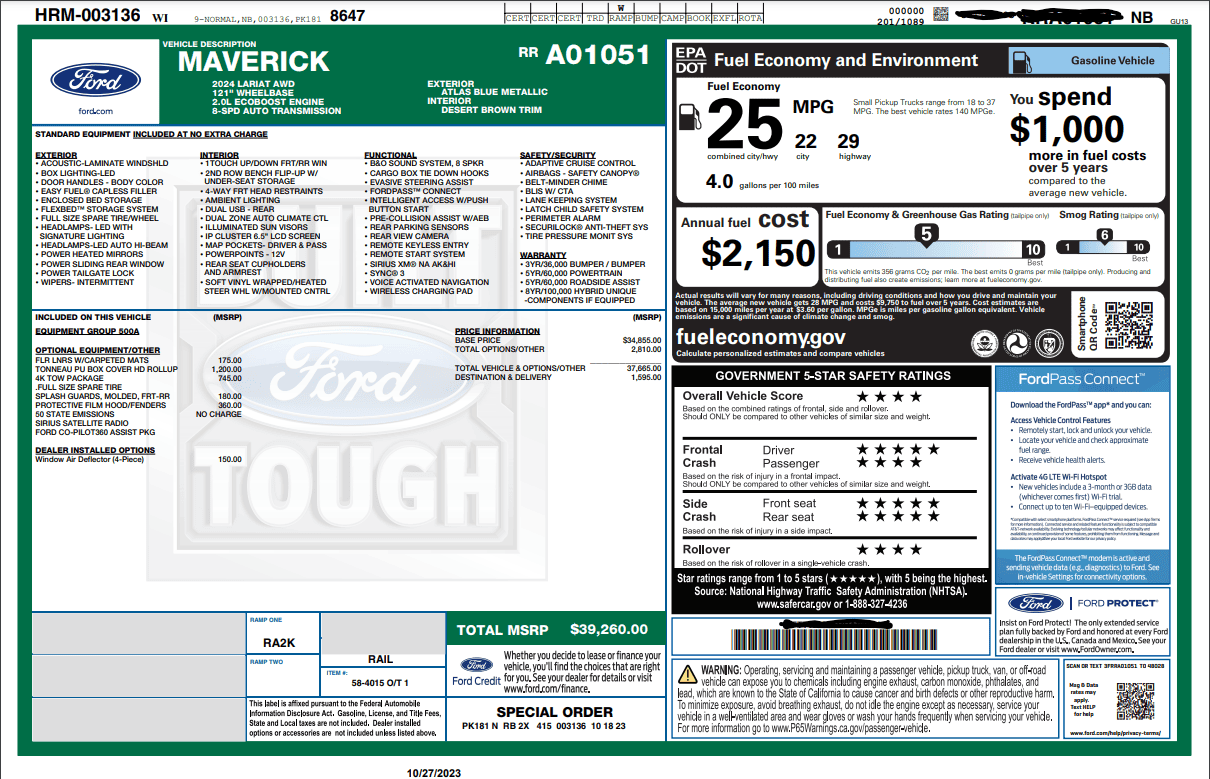 Ford Maverick My 2024 Maverick is built! Anyone else? Screenshot 2023-10-27 153754