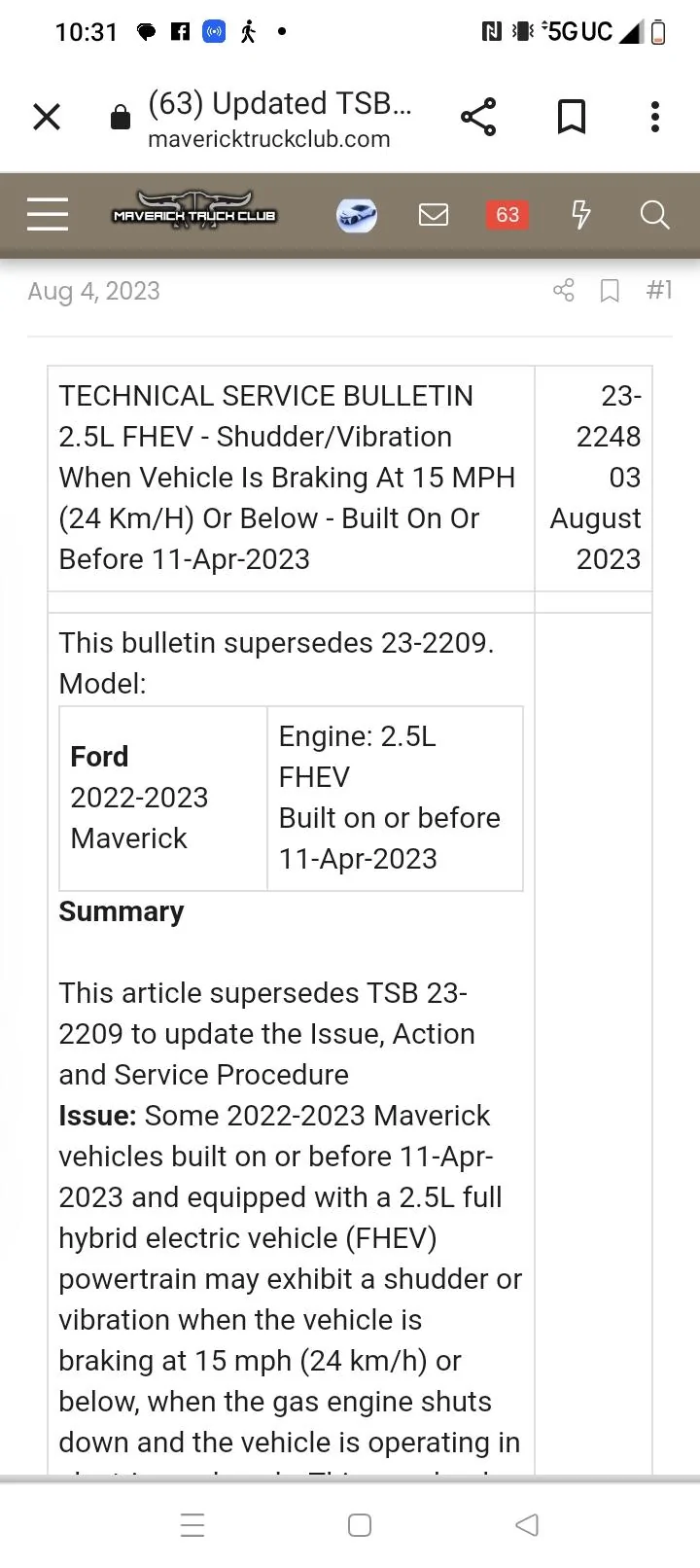 Ford Maverick Hybrid Addressing Shudder/Touchy Brakes In One Software Update? Screenshot_2023-11-01-10-31-25-56_40deb401b9ffe8e1df2f1cc5ba480b12
