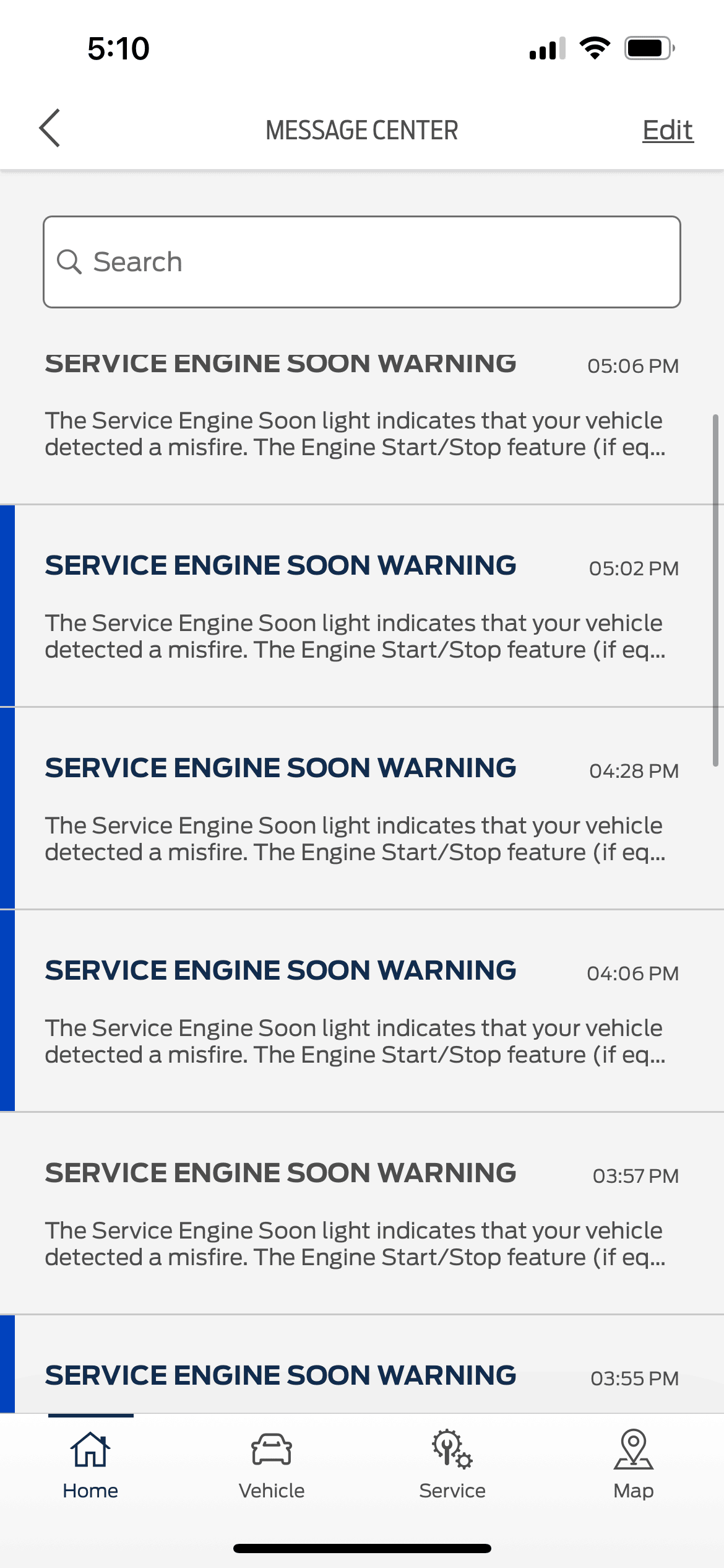 Ford Maverick Service Engine Soon app notifications IMG_0511