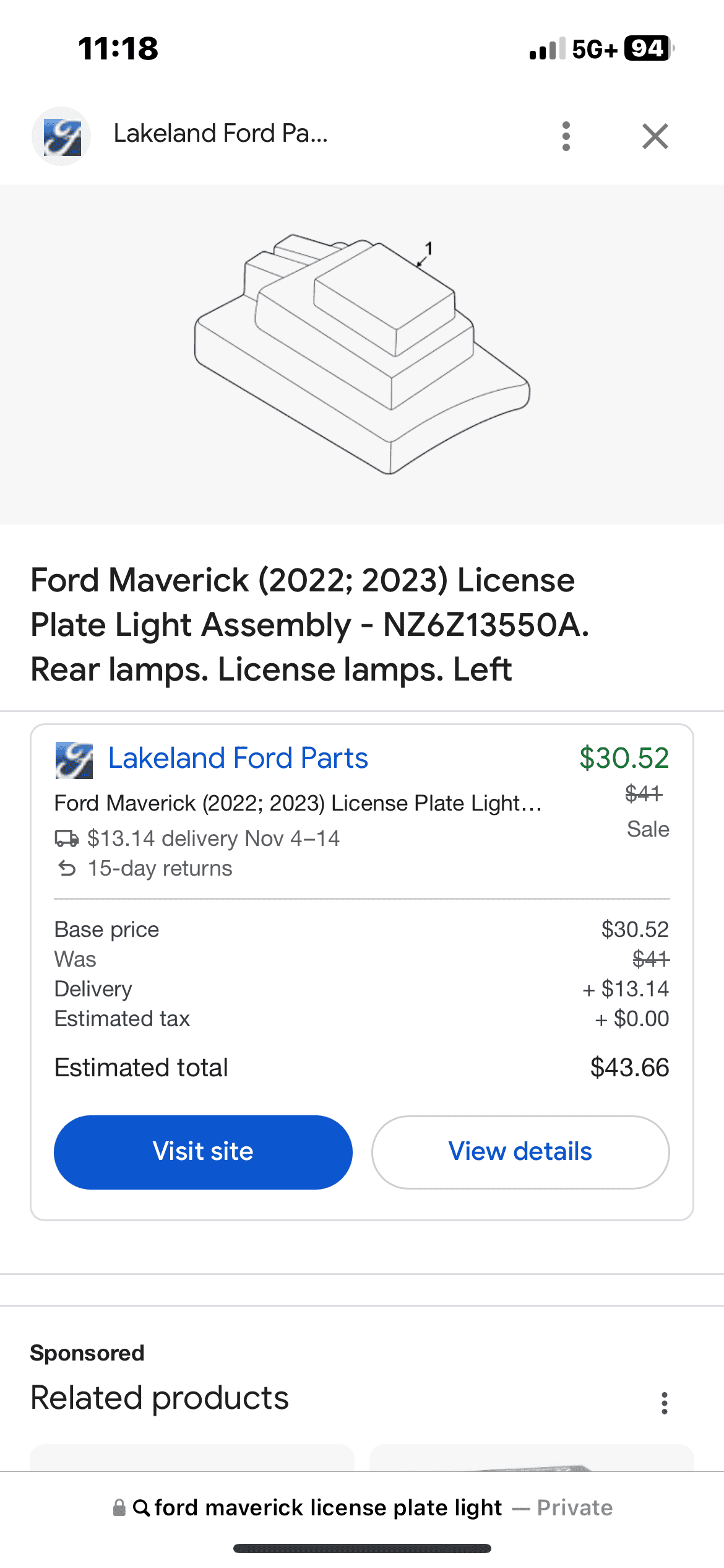 Ford Maverick Is this the full part or just the lens? 7BDDFE2F-F054-4C26-8162-AB9A344B61C7