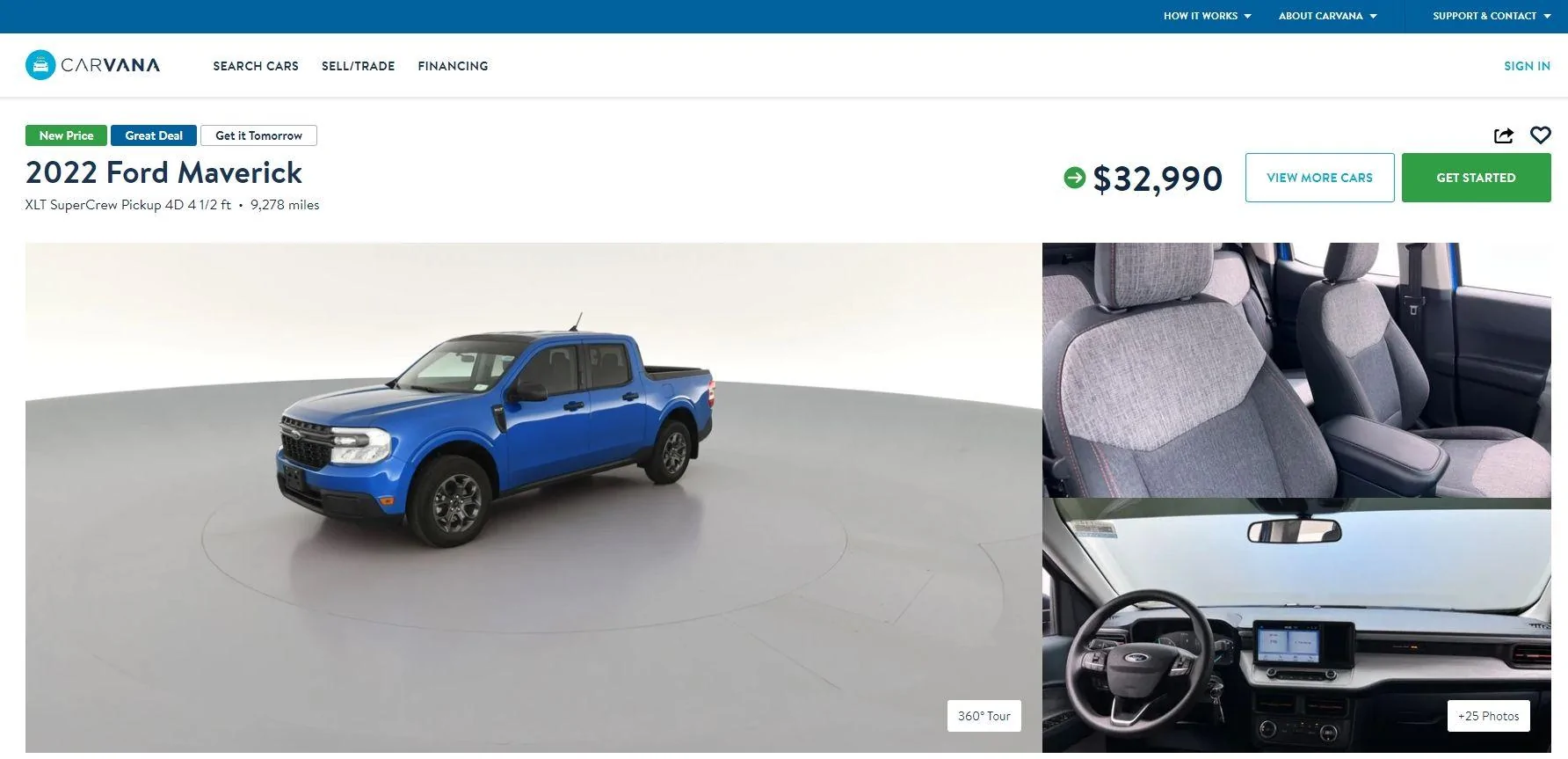 Ford Maverick Recent Carvana offers dropping Carvana Selling My Maverick $32,990