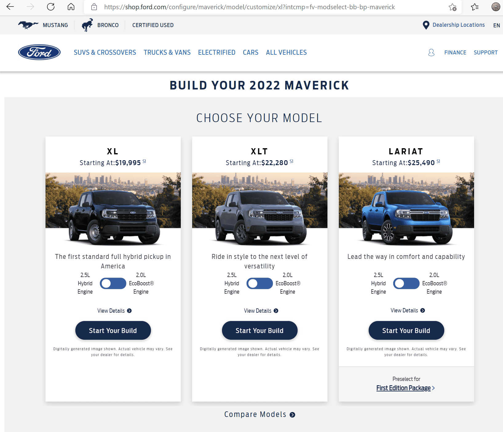 Ford Maverick Website now showing "Limited Availability" for all Maverick trims Screenshot 2021-10-20 173815