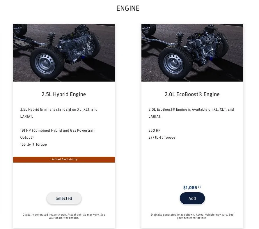 Ford Maverick Website now showing "Limited Availability" for all Maverick trims Image 10-21-21 at 9.48 AM