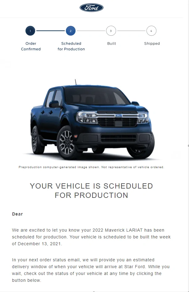 Ford Maverick 📣10/21 Scheduling Email Received Group [Emails Arriving!] 1634851417885