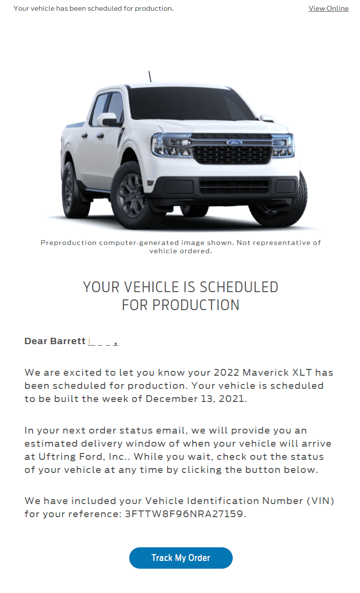 Ford Maverick 📣10/21 Scheduling Email Received Group [Emails Arriving!] schuled email