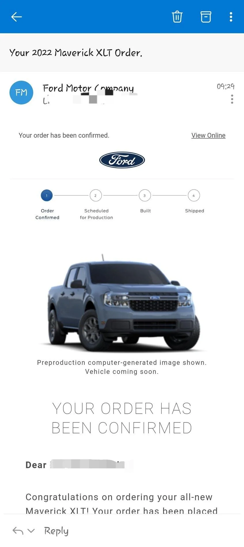 Ford Maverick Ford Letter to Hybrid Order Holders -- nearly sold out for 2022 + free FITS Accessory Kit Screenshot_20211021-183332_Outlook