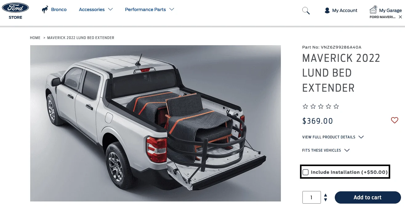 Ford Maverick Please Don't Pay For This... installation option for the bed extender. Screen Shot 2021-10-24 at 9.14.42 PM
