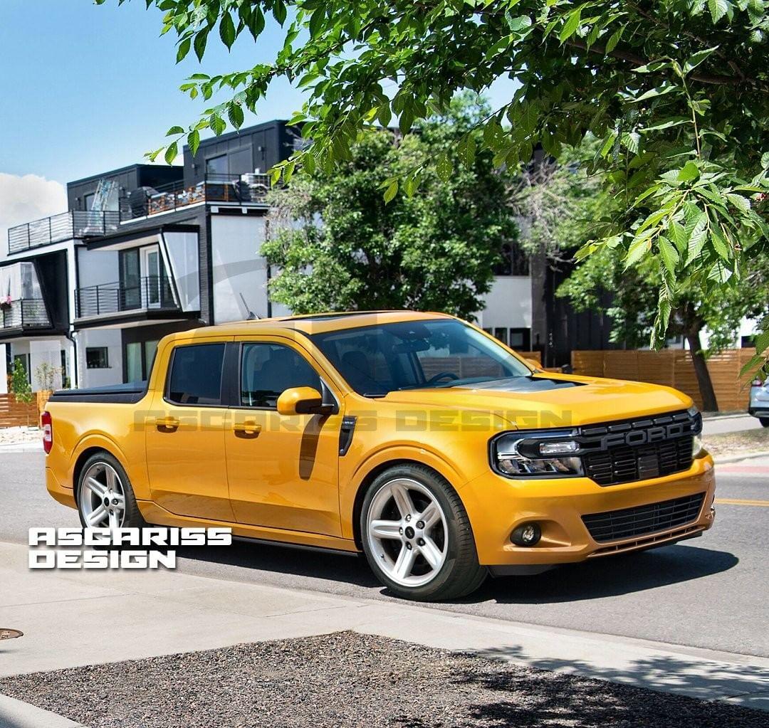 Ford Maverick Dumped / Lowered Maverick pickup preview renderings just wow lowered suspension 2022 maverick picku
