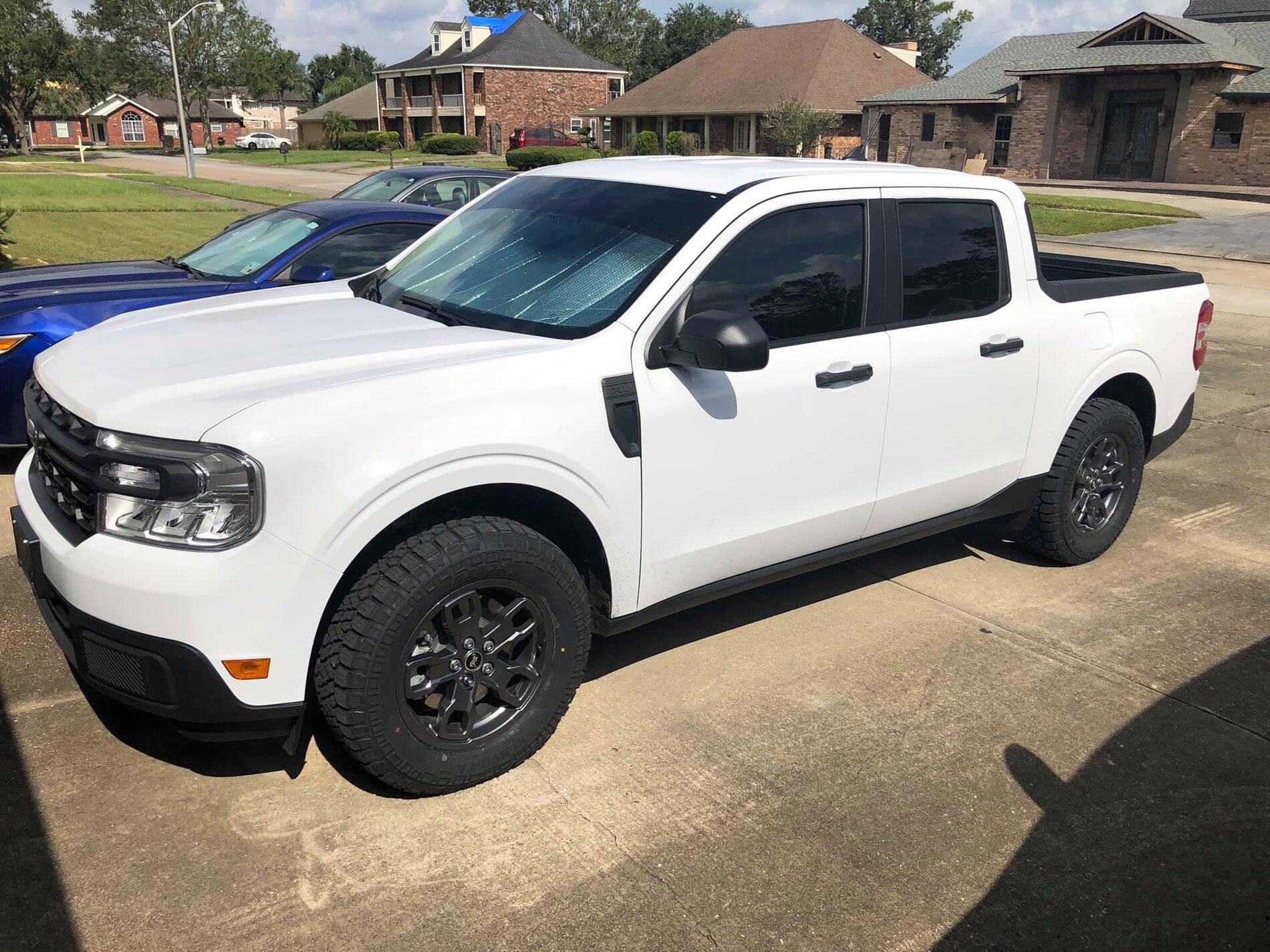 Ford Maverick OXFORD WHITE Maverick Photos Thread Maverick XL on 2021 Bronco Big Bend takeoffs wheels + 245:65:17 Kenda Klever AT2 tires