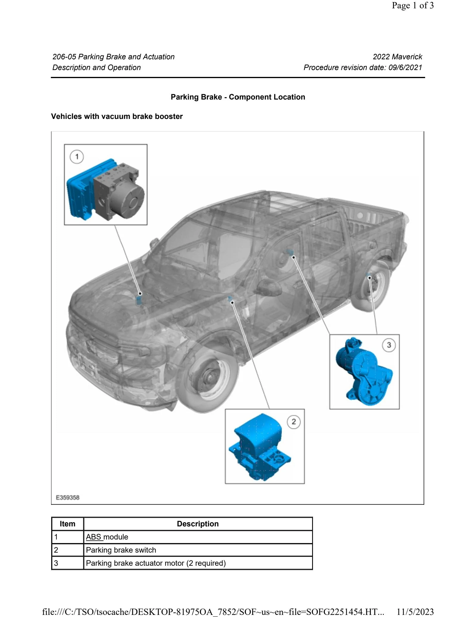 Ford Maverick Brake job without going into brake maintenance mode Parking Brake Components_231105_103006_1