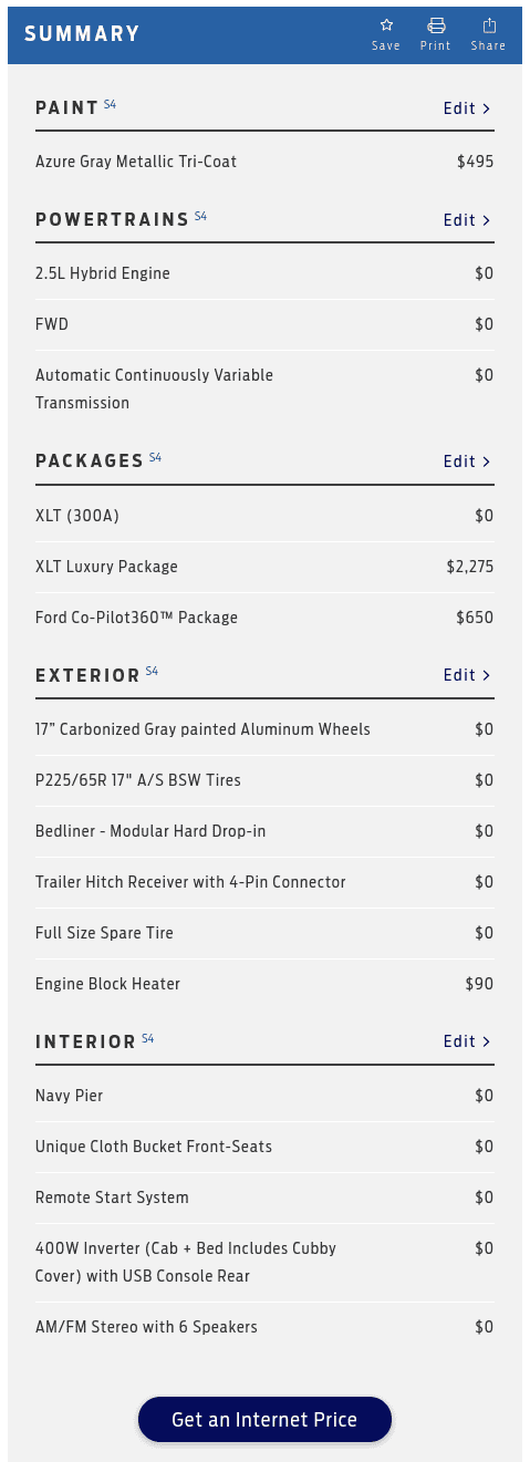Ford Maverick Critique My Current (Unordered) '24 Hybrid XLT Build 1699395056127