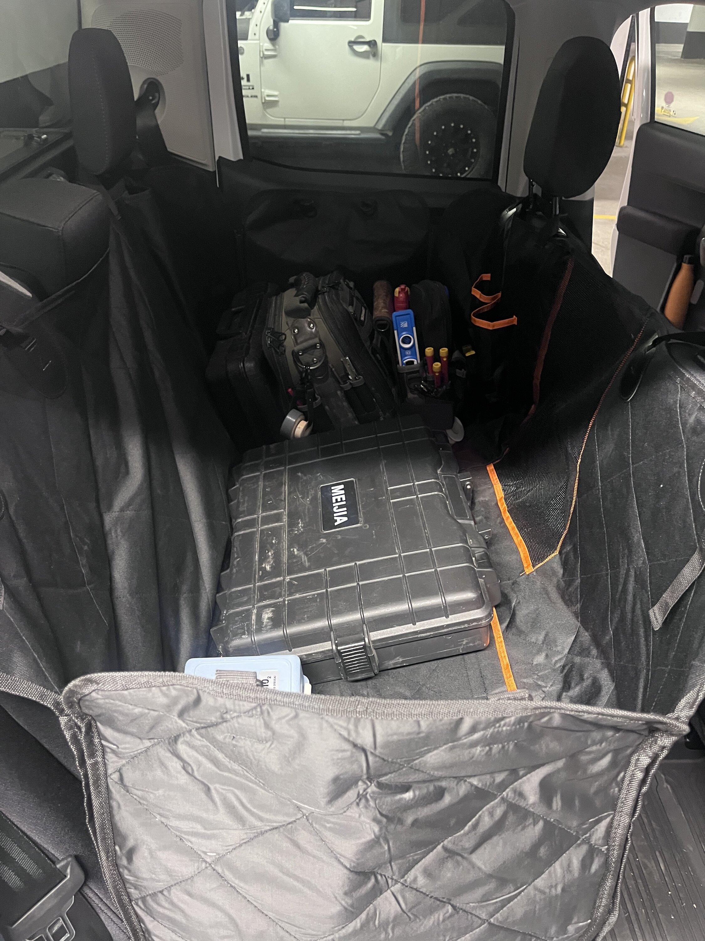 Ford Maverick Tools in the back seat -- how to protect seat from damage IMG_8064