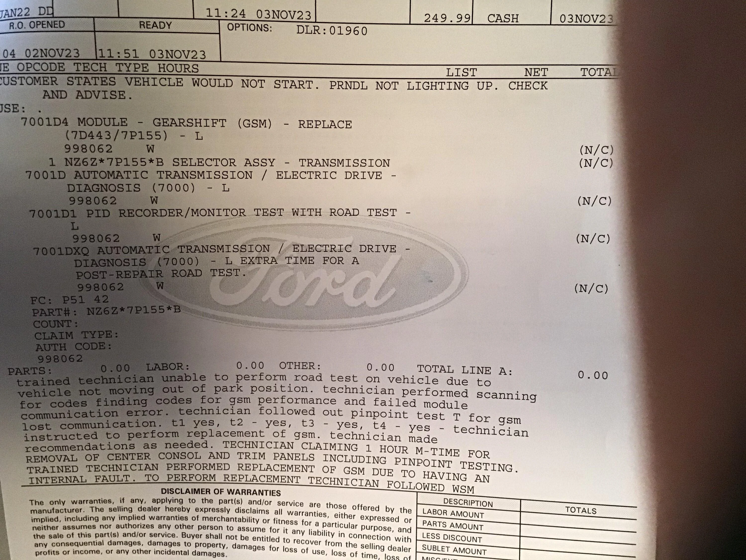 Ford Maverick 2.0 EB Shift Sys Fault error - no start IMG_1264