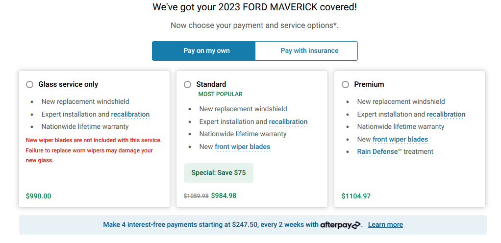 Ford Maverick Windshield replacement 1699651002342