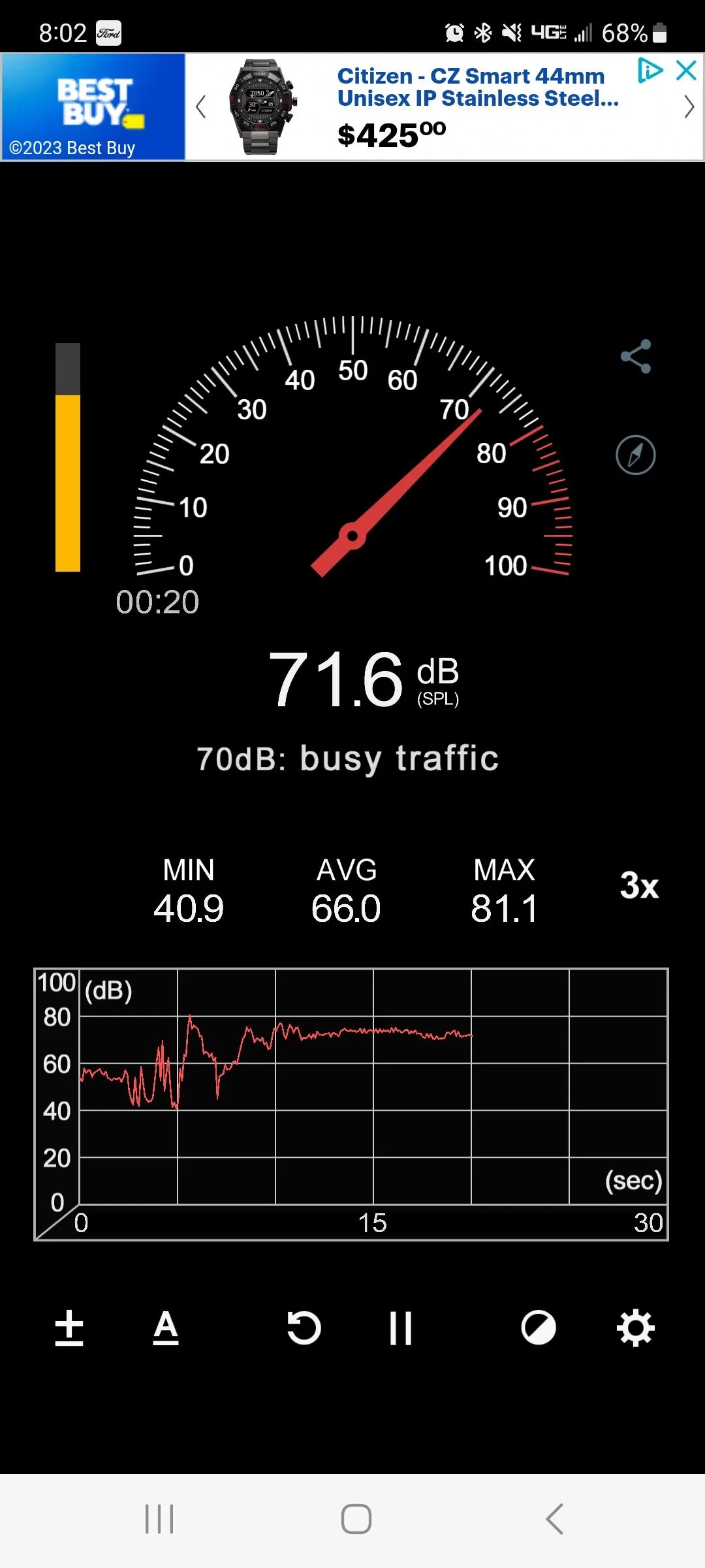 Ford Maverick Project QuikRik. My Velocity Blue XL AWD Performance build Screenshot_20231111_200218_Sound Meter