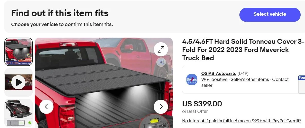 Ford Maverick Who has an Amazon tri-fold hard bed cover cover
