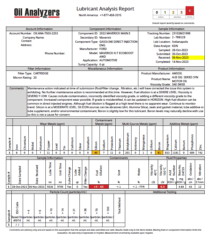 Ford Maverick 2022 EcoBoost Oil Analysis Shows >5% Fuel Dilution! Screenshot 2023-11-14 at 3.55.51 PM