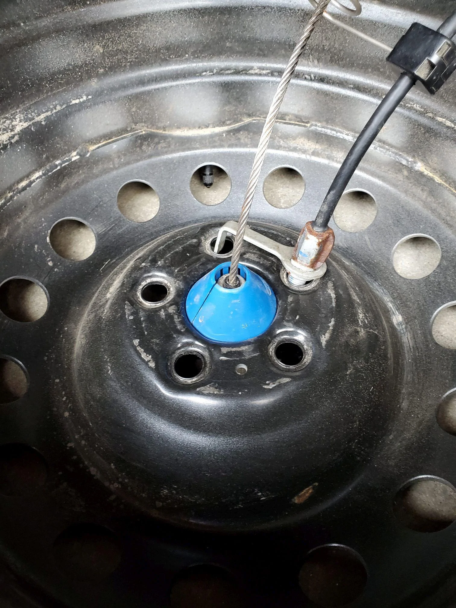 Ford Maverick Blue Cone on Full Size Spare Tire t1